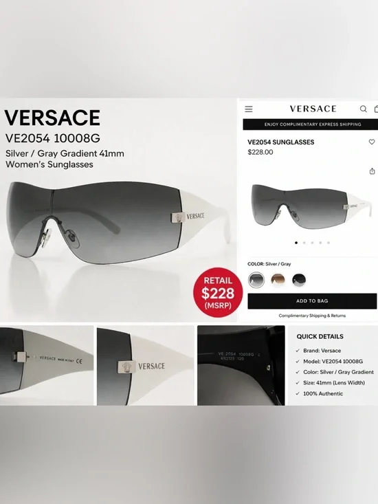 NWT Versace Elegant Smoke & White  Sunglasses for Women MSRP $228 - Picture 6 of 6